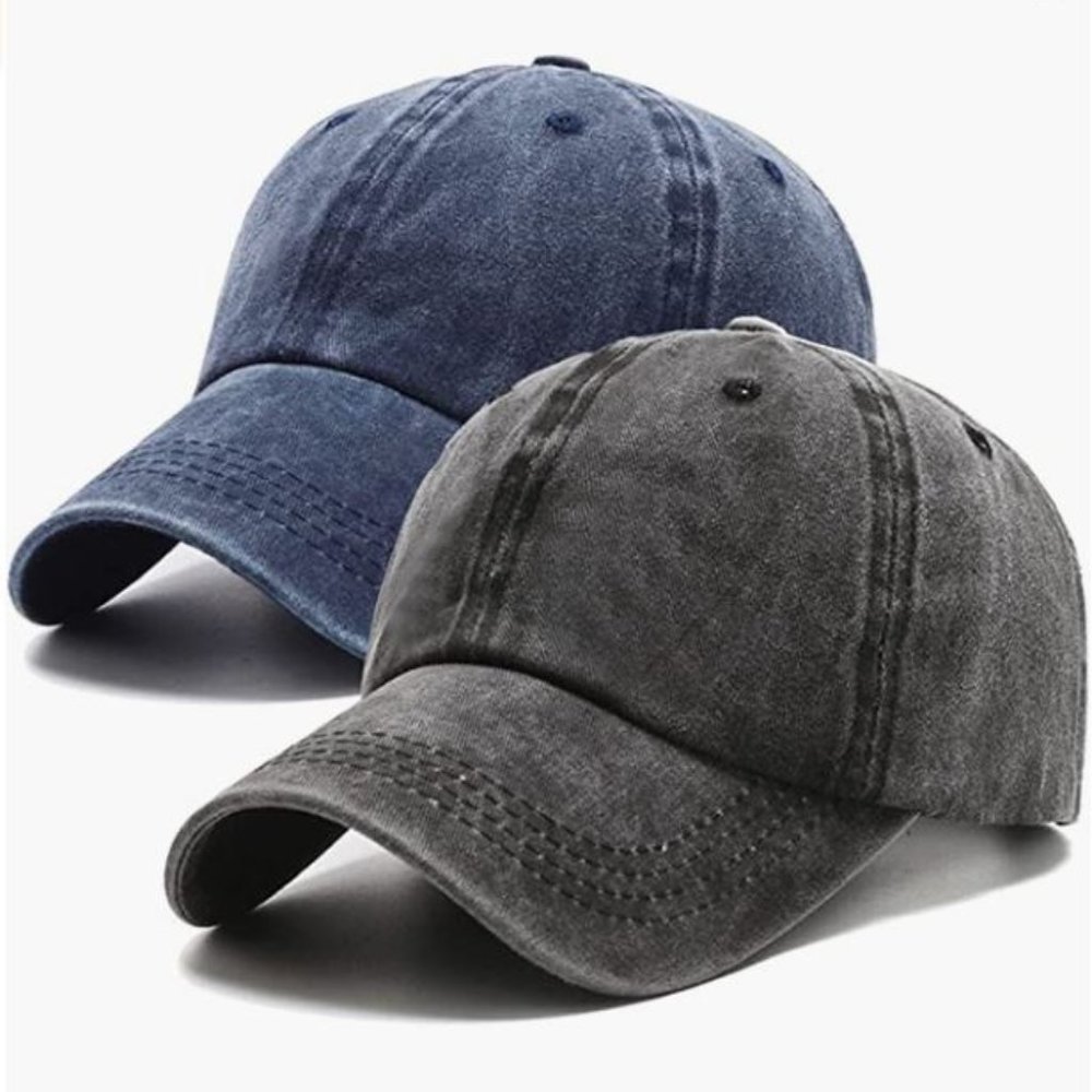 - 2 Packs Vintage Washed Distressed Baseball Cap Dad Golf Hat for Men Women